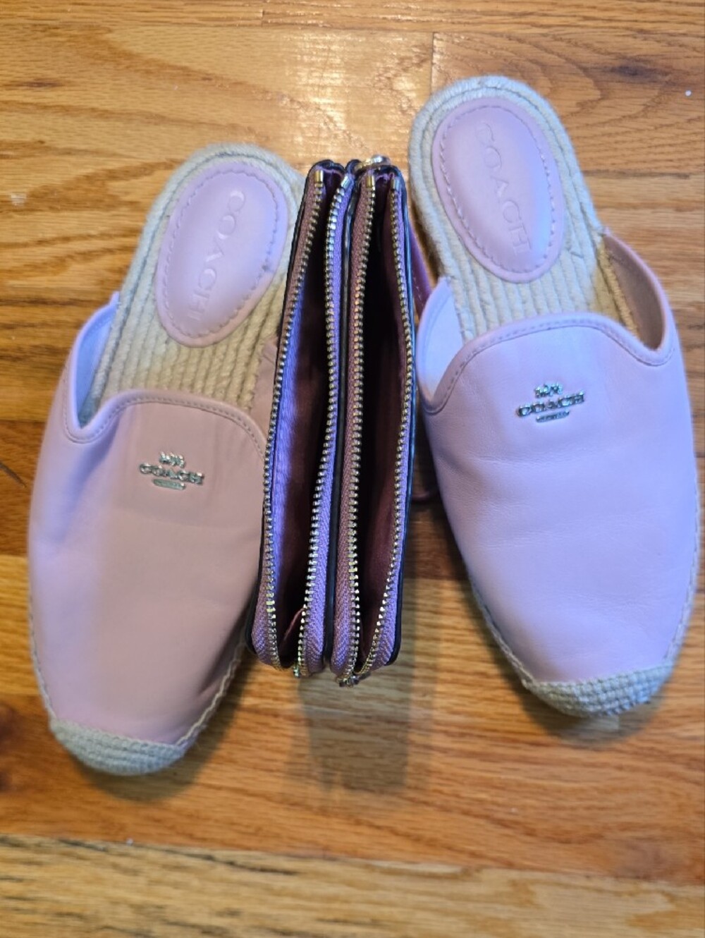 Coach Pink Slip-On Espadrille Slides with Coach Signature Wristlet - Picture 5 of 5